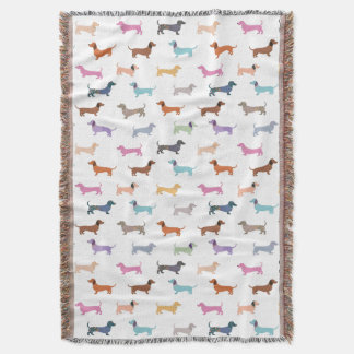 Colourful Dachshunds Pattern Cute Sausage Dogs Throw Blanket