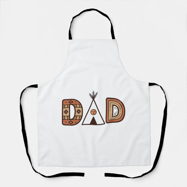 Colourful Dad Teepee Lettering Shirt Design_1 Apron (Front)