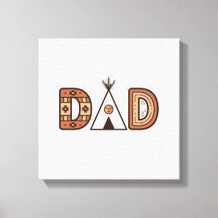 Colourful Dad Teepee Lettering Shirt Design_1 Canvas Print