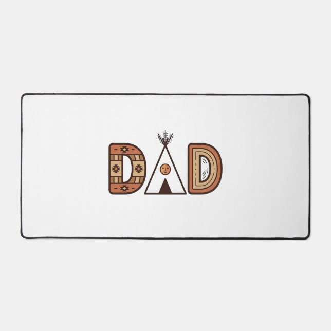 Colourful Dad Teepee Lettering Shirt Design_1 Desk Mat (Front)