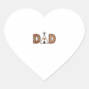 Colourful Dad Teepee Lettering Shirt Design_1 Heart Sticker