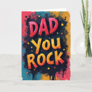 Colourful Dad You Rock Fathers Day Vibrant  Holiday Card