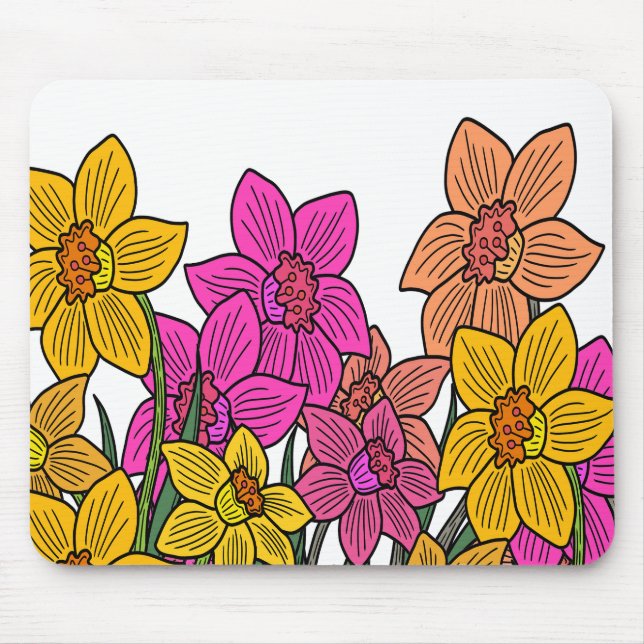 Colourful Daffodils Flowers Design Mouse Pad (Front)