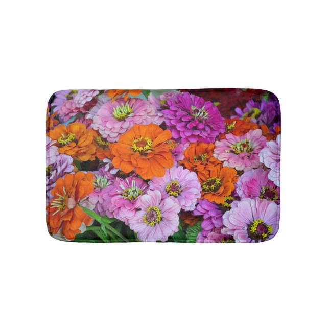 Colourful dahlia flowers bath mat (Front)