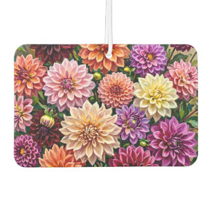 Colourful Dahlia Flowers Car Air Freshener