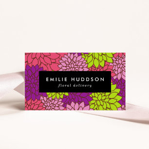 Colourful Dahlia Flowers, Floristry, Flower Shop Business Card