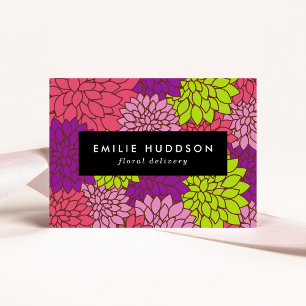 Colourful Dahlia Flowers, Floristry, Flower Shop Business Card