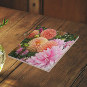 Colourful Dahlia Garden Floral Tile