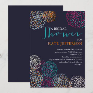 Colourful Dahlias Bridal Shower Invitation