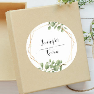 Colourful Dainty Botanical Leaf Wedding Favour Classic Round Sticker