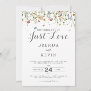 Colourful Dainty Nothing Fancy Just Love Wedding  Invitation