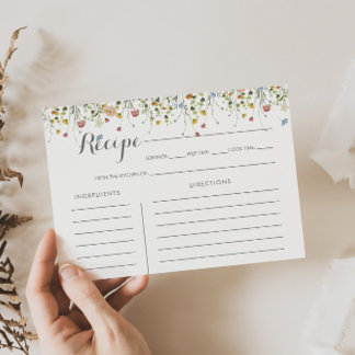 Colourful Dainty Wild Bridal Shower Recipe Card