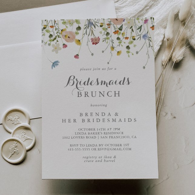 Colourful Dainty Wild Bridesmaids Brunch Shower Invitation (Creator Uploaded)