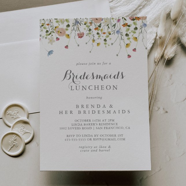 Colourful Dainty Wild Bridesmaids Luncheon Shower Invitation (Creator Uploaded)