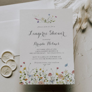 Colourful Dainty Wild Flower Bridal Lingerie Showe Invitation
