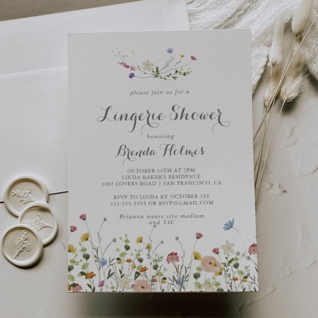 Colourful Dainty Wild Flower Bridal Lingerie Showe Invitation (Creator Uploaded)