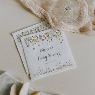 Colourful Dainty Wild Flowers Baby Shower Napkin