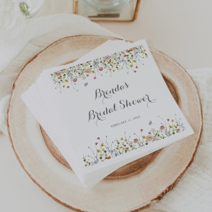 Colourful Dainty Wild Flowers Bridal Shower Napkin