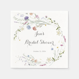 Colourful Dainty Wild Flowers Bridal Shower Napkin