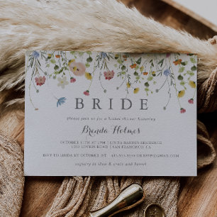 Colourful Dainty Wild Flowers Bride Bridal Shower Invitation