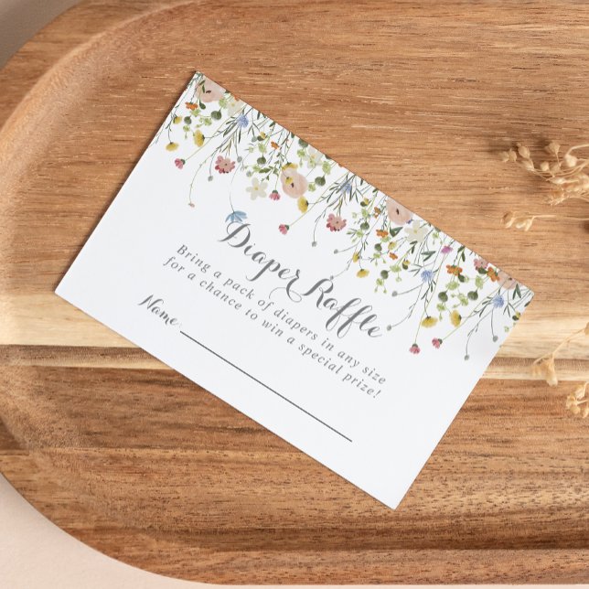 Colourful Dainty Wild Flowers Diaper Raffle Ticket Enclosure Card (Creator Uploaded)