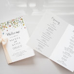 Colourful Dainty Wild Flowers Folded Wedding Programme<br><div class="desc">This colourful dainty wild flowers folded wedding program is perfect for a rustic wedding. The design features hand-painted watercolor beautiful pink,  blush,  blue,  navy,  yellow,  purple and green wild flowers.

Include a quote or short message,  order of service,  wedding party and thank you message.</div>