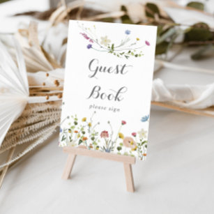 Colourful Dainty Wild Flowers Guest Book Sign