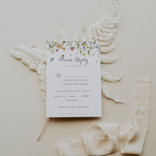 Colourful Dainty Wild Flowers Menu Choice RSVP