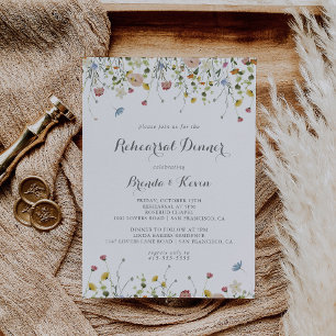 Colourful Dainty Wild Flowers Rehearsal Dinner Invitation
