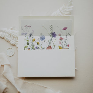 Colourful Dainty Wild Flowers Self-Addressed RSVP  Envelope
