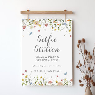 Colourful Dainty Wild Flowers Selfie Station Sign