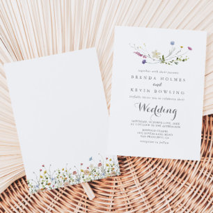 Colourful Dainty Wild Flowers Wedding Invitation