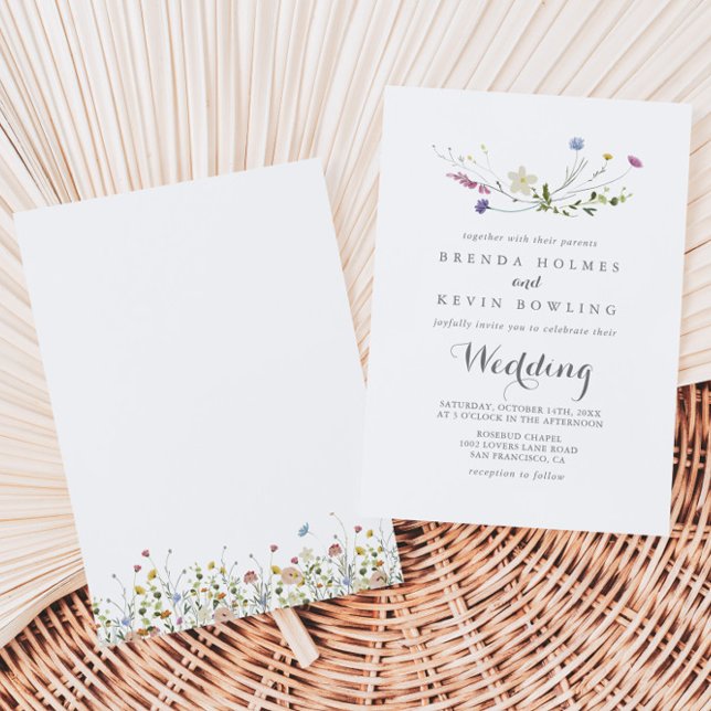 Colourful Dainty Wild Flowers Wedding Invitation (Creator Uploaded)