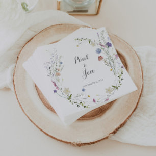 Colourful Dainty Wild Flowers Wedding Napkin