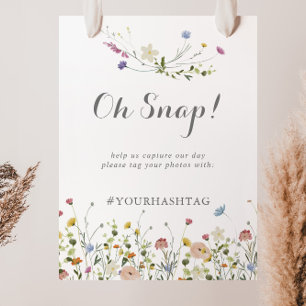 Colourful Dainty Wild Flowers Wedding Oh Snap  Poster