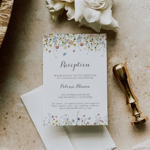 Colourful Dainty Wild Flowers Wedding Reception Enclosure Card