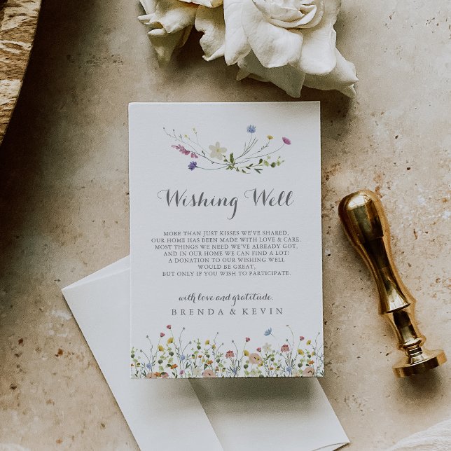 Colourful Dainty Wild Flowers Wedding Wishing Well Enclosure Card (Creator Uploaded)