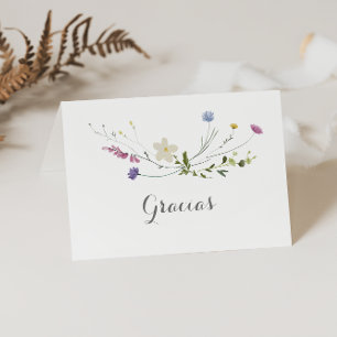 Colourful Dainty Wild Folded Wedding Gracias Card