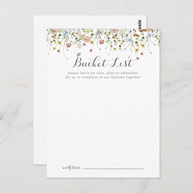 Colourful Dainty Wild Wedding Bucket List Cards (Front/Back)