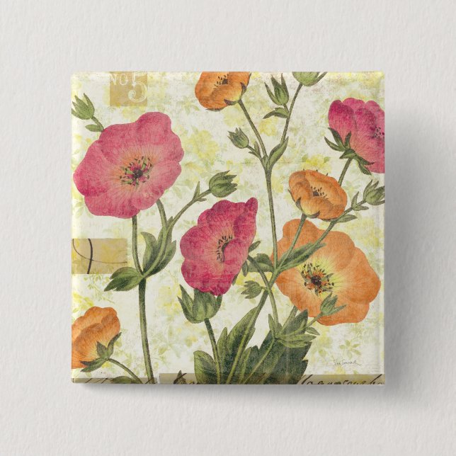 Colourful Daisies 15 Cm Square Badge (Front)