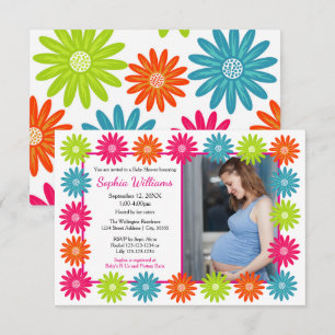 Colourful Daisies - 3x5 Baby Shower Invitation