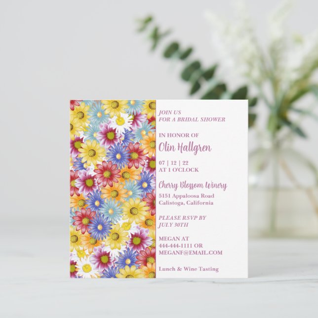 Colourful Daisies Bridal Shower Invitation (Standing Front)