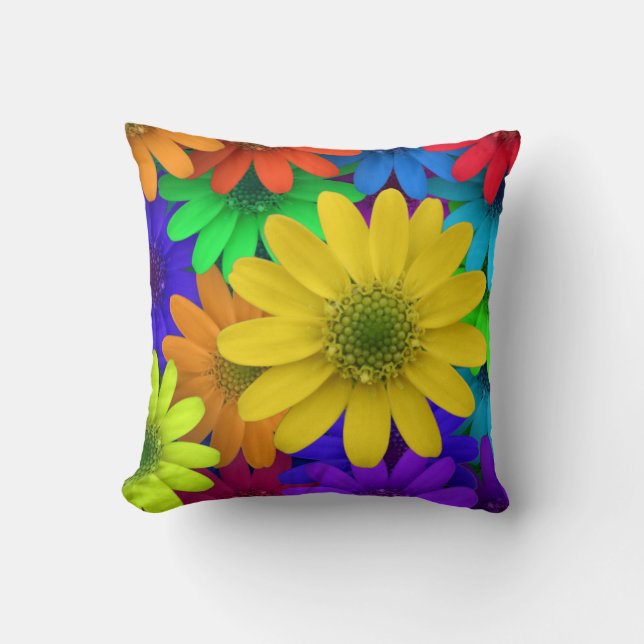 Colourful Daisies Cushion (Front)