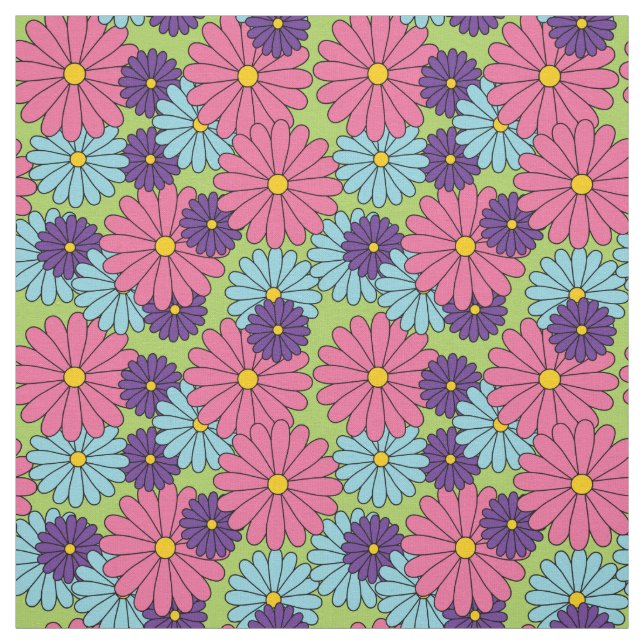 Colourful Daisies Fabric (Swatch)