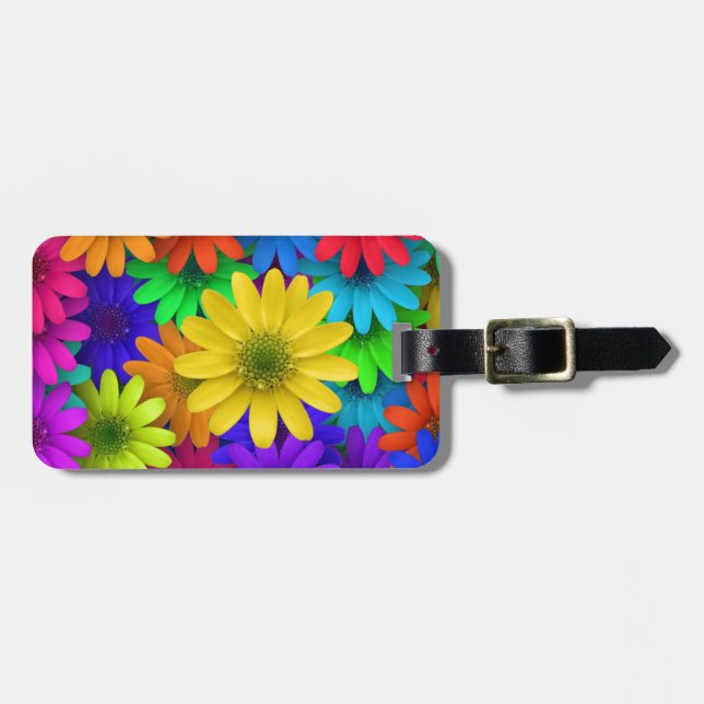 Colourful Daisies Luggage Tag (Front Horizontal)