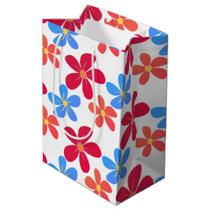 Colourful Daisies On White Medium Gift Bag