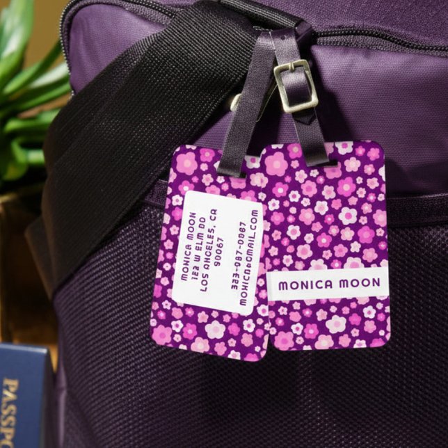 Colourful Daisies Pattern Cute Purple CUSTOM Luggage Tag (Colorful Daisies Pattern Cute Purple CUSTOM Luggage Tag
)