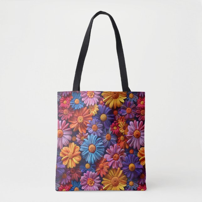 Colourful daisies pattern tote bag (Front)