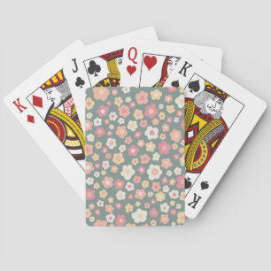 Colourful Daisies Retro Floral Pattern Cute Pastel Playing Cards