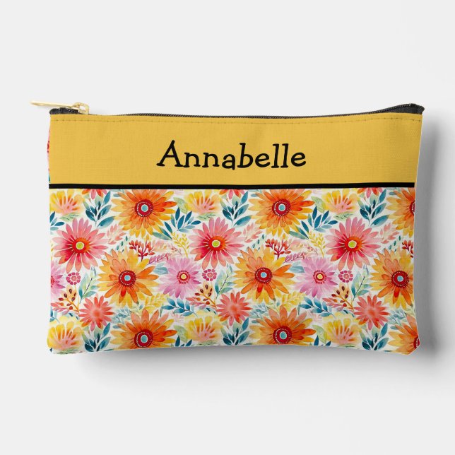 Colourful Daisies Small Accessory Pouch  (Front)